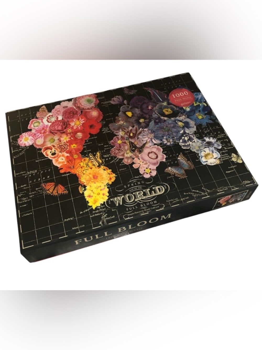Spring Map of the World “Full Bloom” 1000-Piece Puzzle NWT